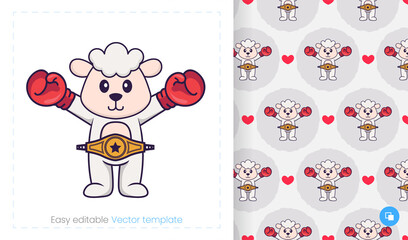 Seamless pattern with cartoon sheep on white background. Can be used on packaging paper, cloth and others.