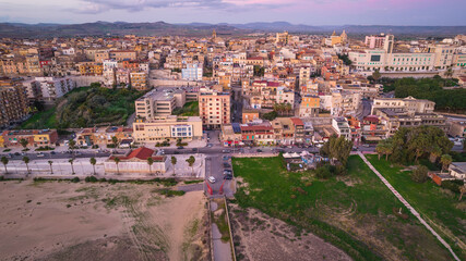 Fototapeta premium Aerial View of Gela City, Caltanissetta, Sicily, Italy, Europe