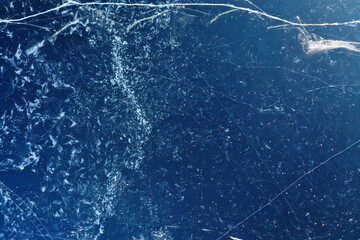 texture ice top view cracks transparent abstract background winter
