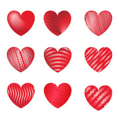 Art & Illustration vector set of stylized hearts. for valentine's design