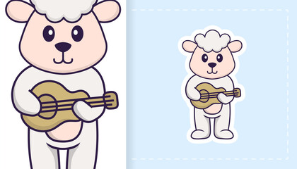 Cute sheep mascot character. Can be used for stickers, patches, textiles, paper. Vector illustration