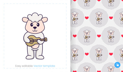 Seamless pattern with cartoon sheep on white background. Can be used on packaging paper, cloth and others.