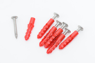 Screws on the white background.