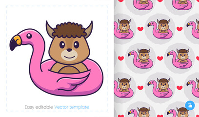 Seamless pattern with cartoon sheep on white background. Can be used on packaging paper, cloth and others.