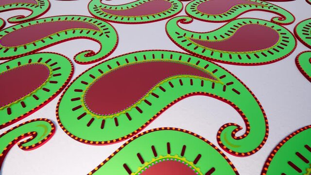 Metallic paisley beautiful gradient texture ethnic patterns elements for design intro 4k