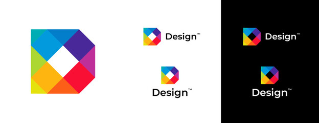 Obraz premium Colorful letter D vector logo. with variations