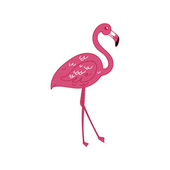 pink flamingo, line style, icon vector, isolated