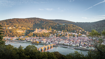 panorama heidelberg old town city - obrazy, fototapety, plakaty