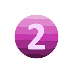 number 2 with purple circle gradient vector design template in white background.