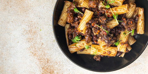 pasta vegetables Red beans bean sauce healthy meal food snack on the table copy space food background rustic 