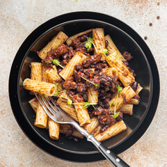 pasta vegetables Red beans bean sauce healthy meal food snack on the table copy space food background rustic 