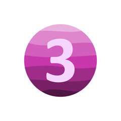 number 3 with purple circle gradient vector design template in white background.