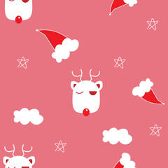 deers seamless pattern with background cartoon style. Vector illustration.