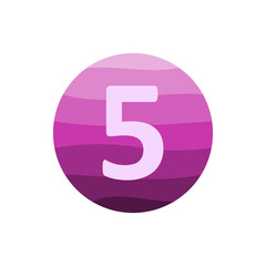 number 5 with purple circle gradient vector design template in white background.