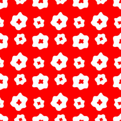 Seamless pattern with white flowers on red background. Good for any project.