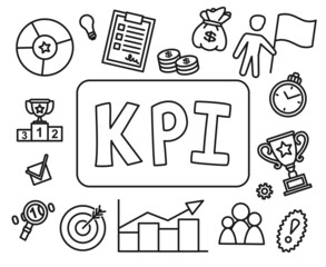 Line art black and white kpi poster
