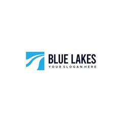 Minimalist Colorful BLUE LAKES River Logo design