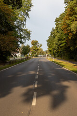 Fototapeta premium The B111 road in Zempin from Zinnowitz to Koserow
