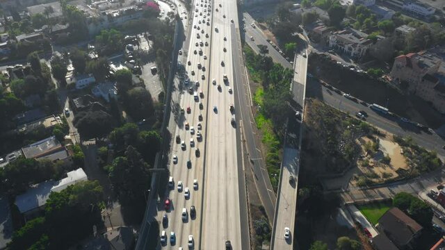 Approaching Spaghetti Junction in LA. High quality video footage