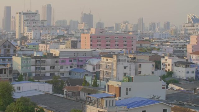 Bangkok Rooftops Timelapse in Evening Sun. High quality video footage