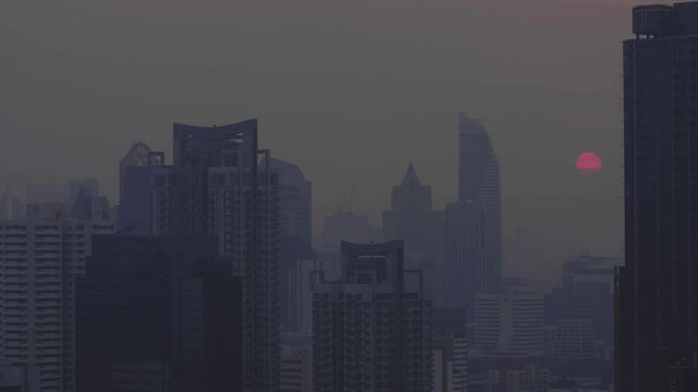 Bangkok Skyline Timelapse at Sunset. High quality video footage