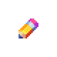 Fototapeta premium Pencil pixel art icon. Isolated vector illustration. Design for logo, sticker, mobile app, website. 8-bit sprite. 
