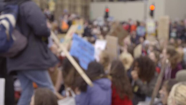 Blurred Protestors in London. High quality video footage