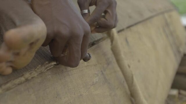 Boat Building Nigeria 04. High quality video footage