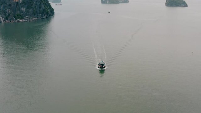 Boat in Ha Long Bay. High quality video footage