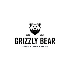 Minimalist silhouette GRIZZLY BEAR Logo design