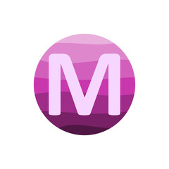 letter m with purple circle gradient vector design template in white background.