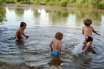 children playing in the water