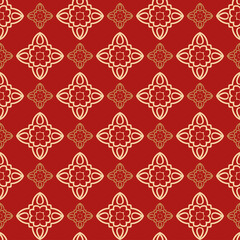 Ornate background pattern with decorative elements on a red background for your design projects, seamless patterns, wallpaper textures with flat design. Vector illustration