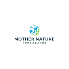 Modern Colorful MOTHER NATURE Leaves logo design
