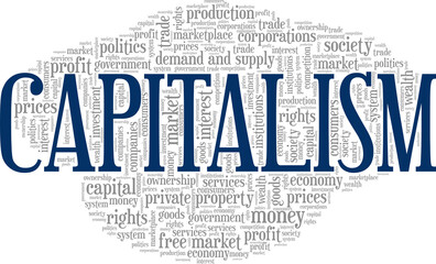Capitalism conceptual vector illustration word cloud isolated on white background.
