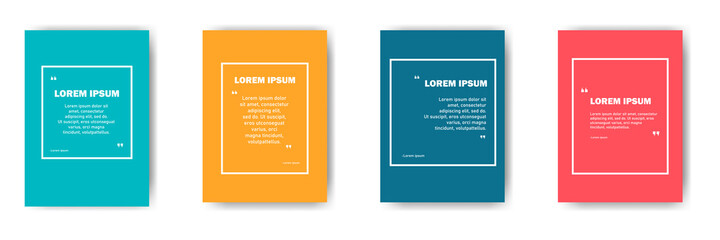 Set of colorful banners with quotes. Textbox. Quote box and speech bubble templates set. Text in brackets. Vector illustration.