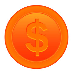 Obraz premium Flat Dollar currency round coin. Casino currency, gambling coin, vector illustration isolated on white background. Vector icon, symbol, money, casino gambling. EPS10 