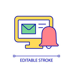 Email notification RGB color icon. Electronic mail. Inbox letter. Personal computer. Send, receive envelope. Isolated vector illustration. Simple filled line drawing. Editable stroke. Arial font used