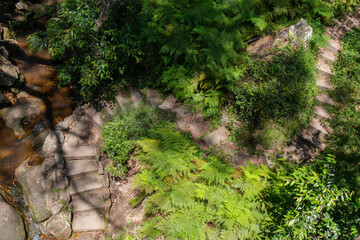 Top down view of spiral staircase.