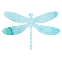 dragonfly watercolor silhouette isolated, vector