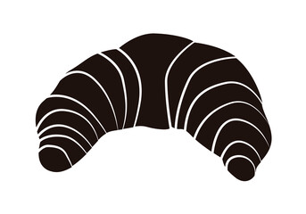Icono negro de croissant en fondo blanco.