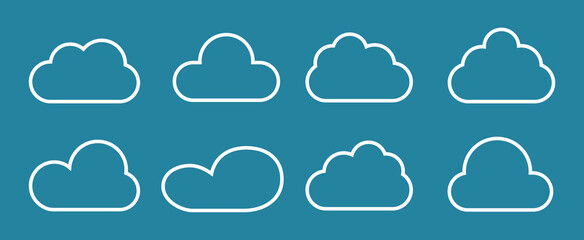Fototapeta premium Clouds set isolated on background. Collection of clouds for web site, poster, placard and wallpaper. Creative modern concept. Clouds vector illustration
