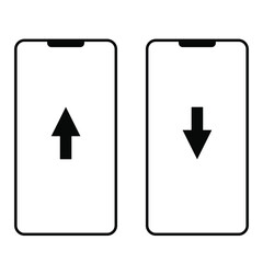 vector icon of phone in black stroke and arrow in the middle for download
 and send
