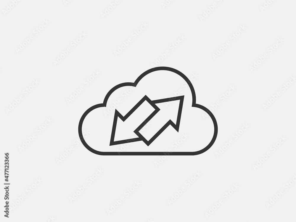Poster technology icon vector cloud computing connection. big data global server. line design symbol.