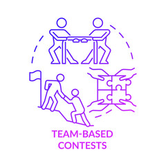 Team-based purple gradient contests concept icon. Boost team connection exercises abstract idea thin line illustration. Isolated outline drawing. Roboto-Medium, Myriad Pro-Bold fonts used