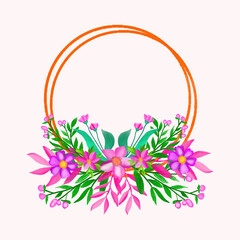 Valentine's day invitation with watercolor flowers ,Wedding floral invite, invitation save the date card design with roses pink flower, gold frame Wedding floral invite, Birthday card, print, poster