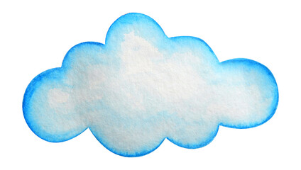 Watercolor cloud isolated on white background. Hand drawn illustration. Decor for kids textile and wallpapers.