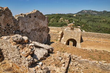 Ancient stone ruins in fortress Angelocastro, Corfu, Greece. - obrazy, fototapety, plakaty