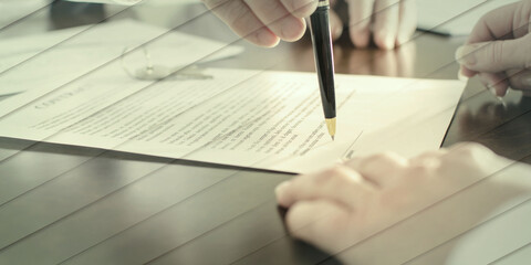 Realtor showing the signature place of a contract, geometric pattern