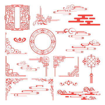 Asian Chinese and Japanese style Traditional clouds  
oriental Tribal pattern China elements ornament 
background for design prints Abstract flat cartoon 
backdrop Geometric texture 